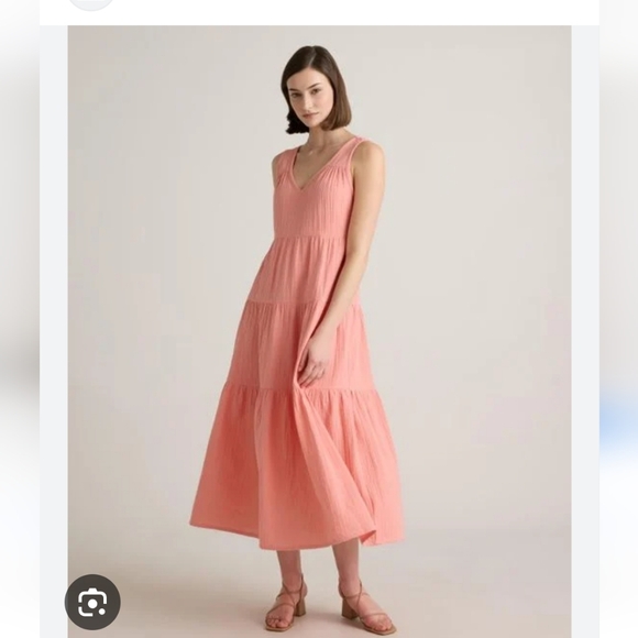 Quince Dresses & Skirts - Quince Sleeveless Tiered Midi Dress in Coral Pink